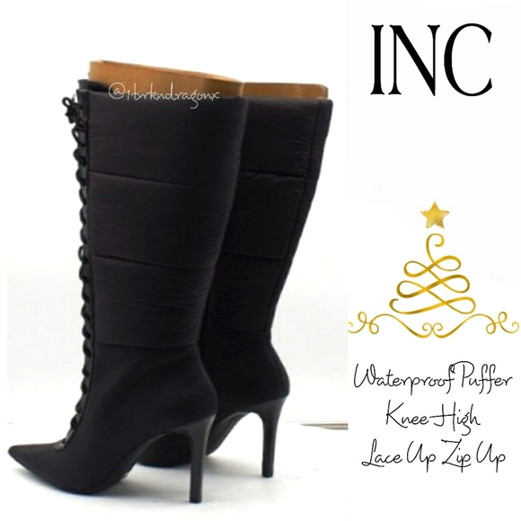 NIB INC Schutz Meredith Knee High Watetproof  Boots Puffer Lace up Stilletos NWT - Picture 16 of 16